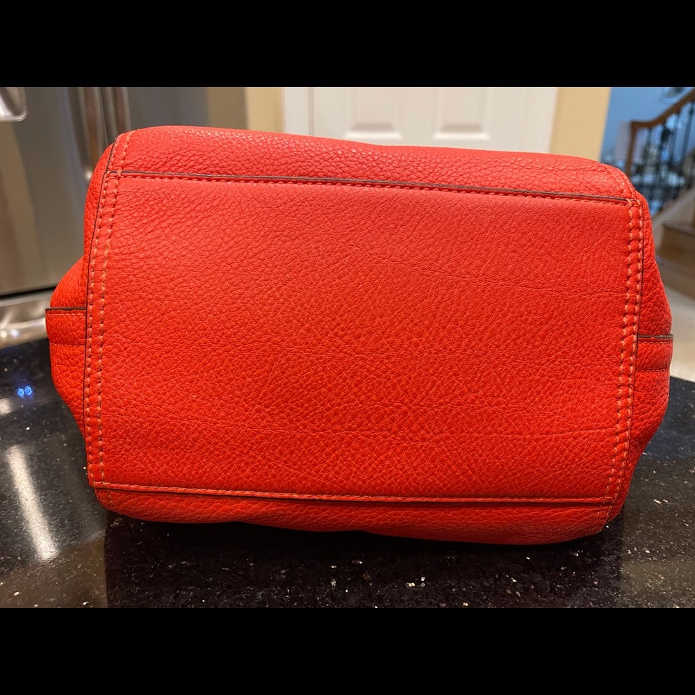 TORY BURCH HALF MOON POPPY ORANGE SAMBA PEBBLE GRAIN LEATHER SHOULDER BAG PURSE - Picture 12 of 15